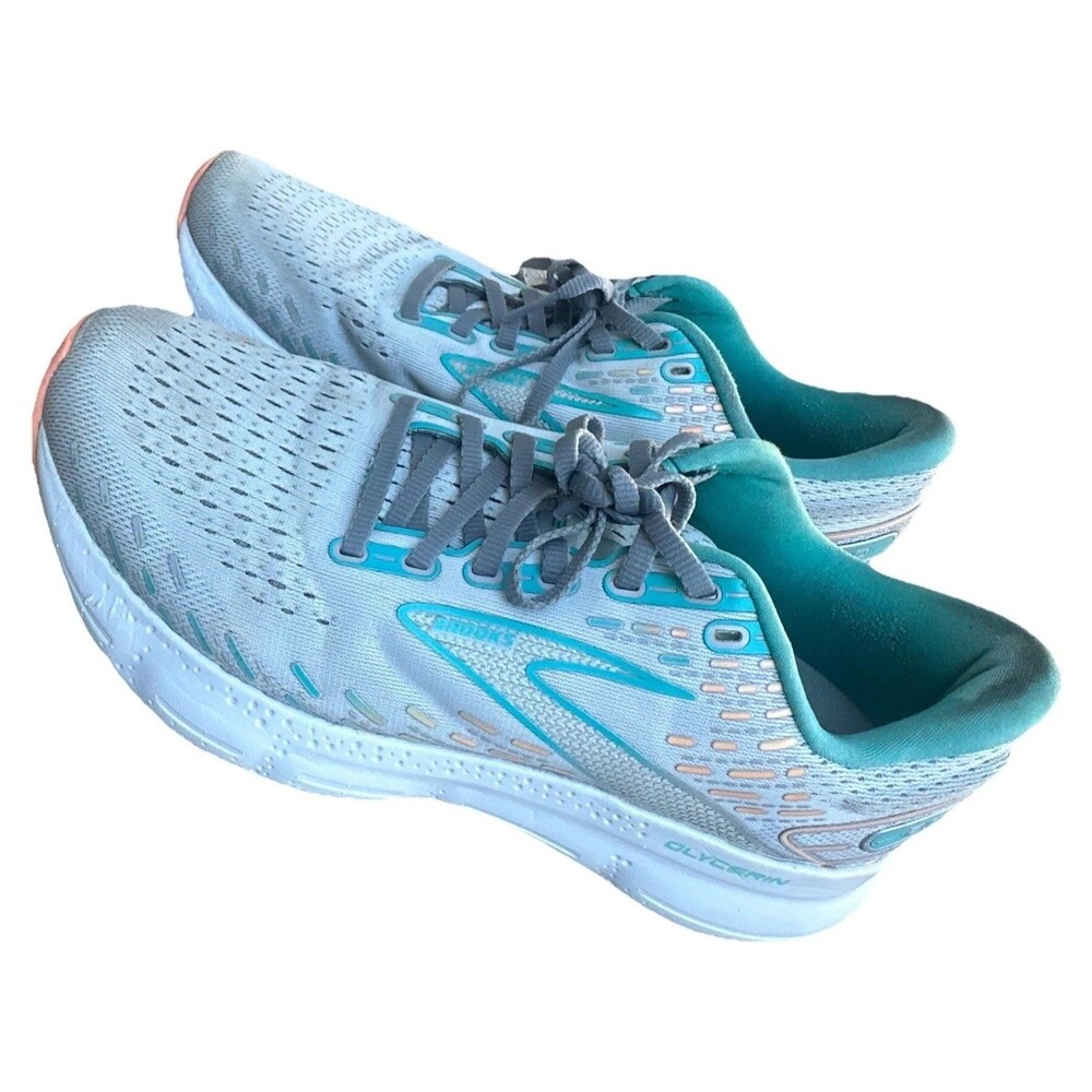 Brooks Glycerin 20 Womens Running Shoes Size 9 Gray Teal Pink Cushion Road